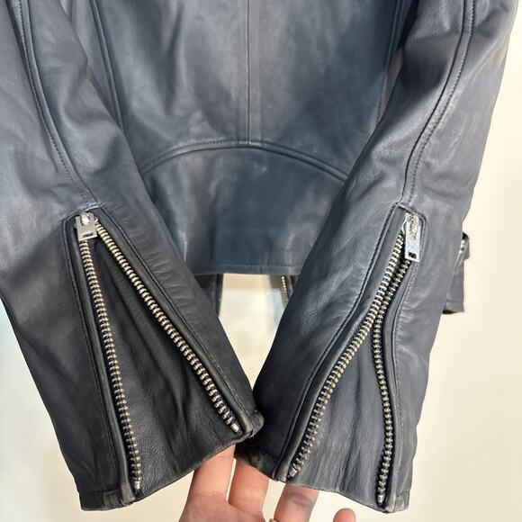 IRO Newhan Dark Gray Lamb Leather Biker Moto Jacket Size 38 US 6 Retail $1345 - Picture 8 of 16